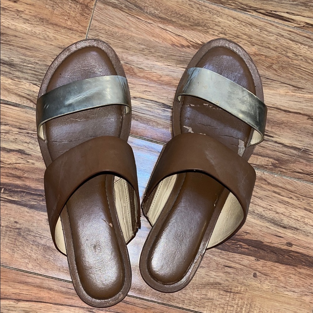 Michael Kors Brown and Silver Sandals